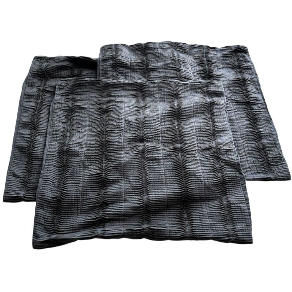 Vera Wang Set of 3 Charcoal Gray Pleated Euro Pillow Shams